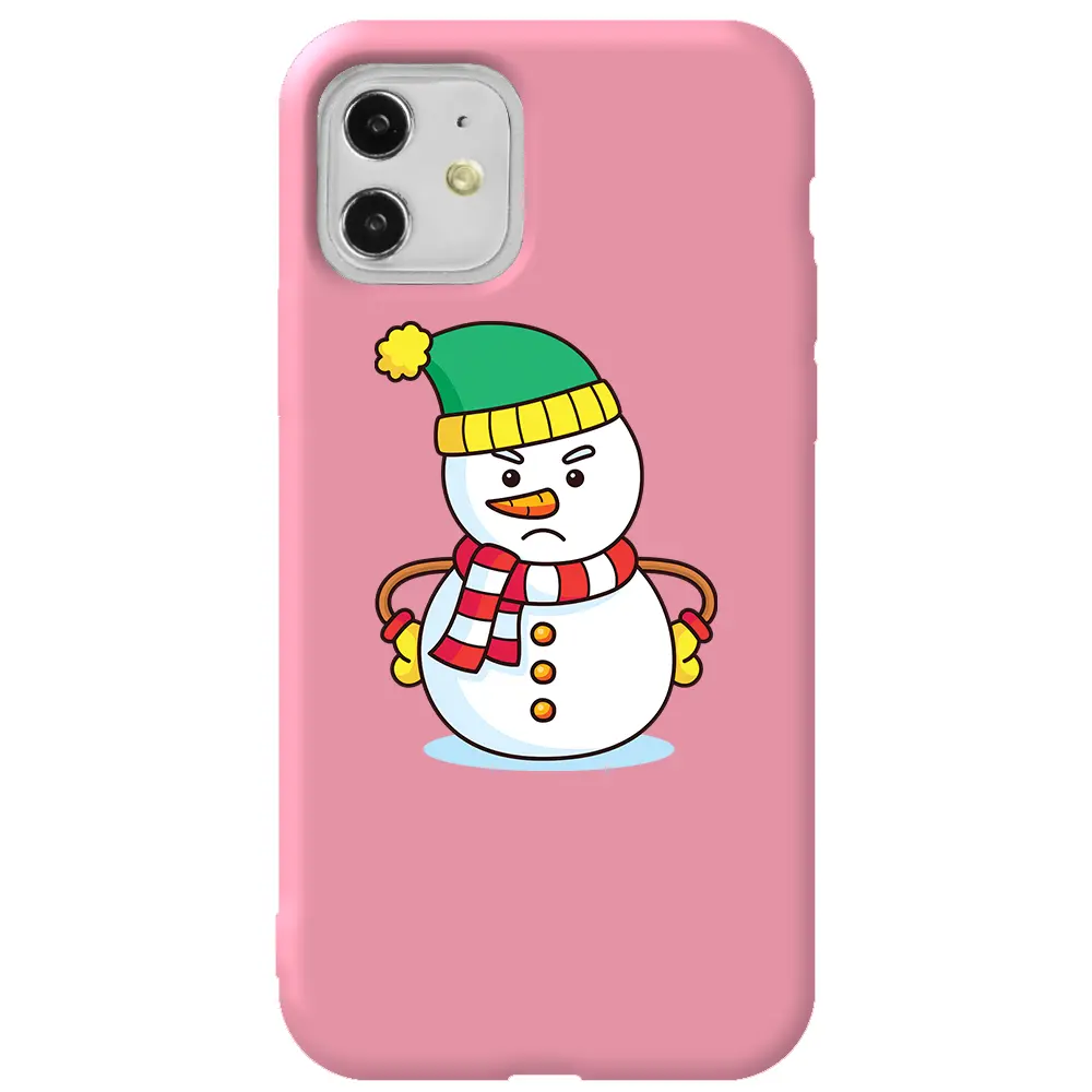 Apple iPhone 11 Pembe Renkli Silikon Telefon Kılıfı - Snowman 3