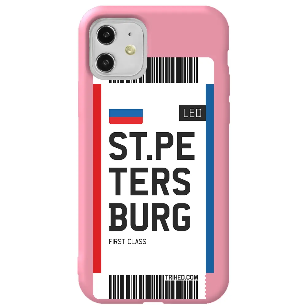Apple iPhone 11 Pembe Renkli Silikon Telefon Kılıfı - St. Petersburg Bileti