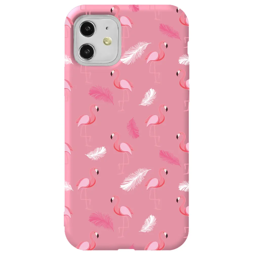 Apple iPhone 11 Pembe Renkli Silikon Telefon Kılıfı - Tuy ve Flamingo