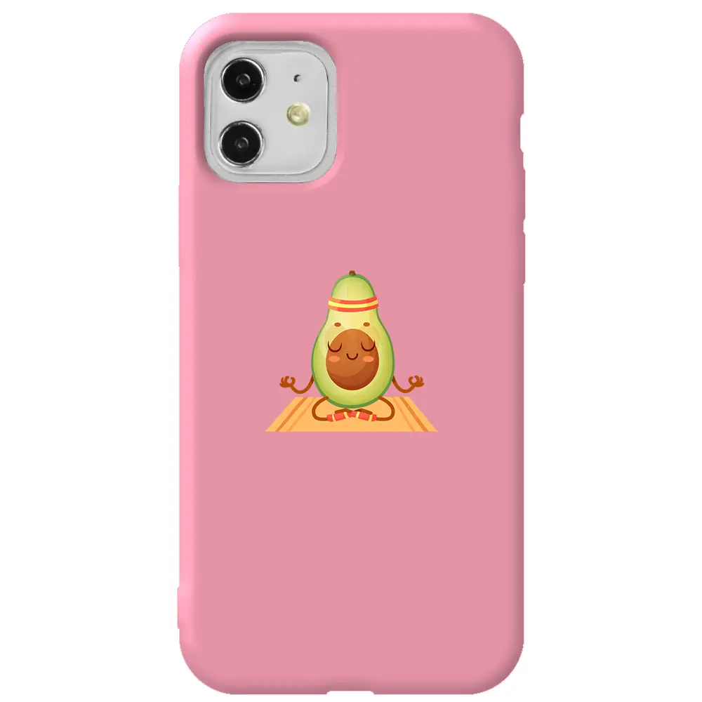 Apple iPhone 11 Pembe Renkli Silikon Telefon Kılıfı - Yogacado Avokado