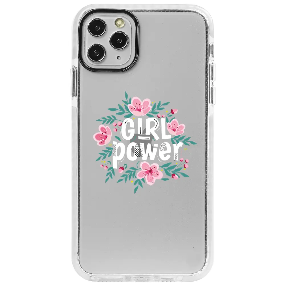Apple iPhone 11 Pro Beyaz Impact Premium Telefon Kılıfı - Çiçekli Girl Power