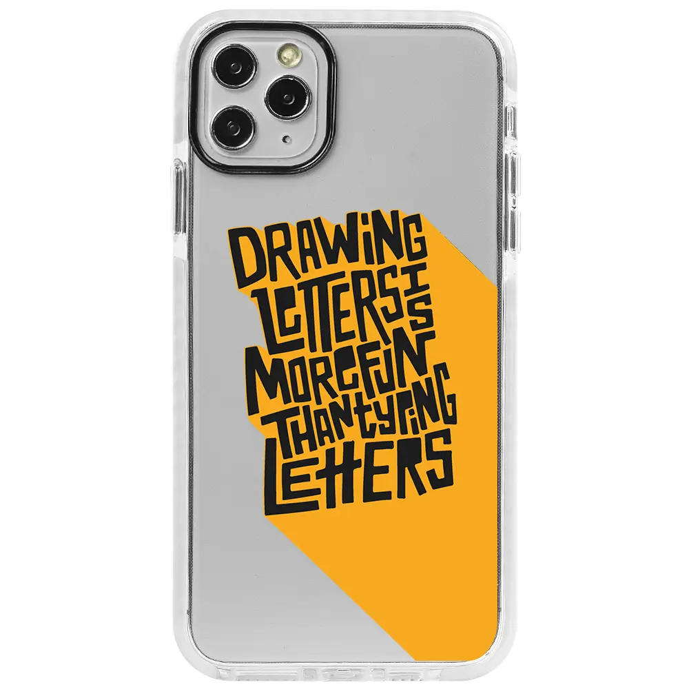 Apple iPhone 11 Pro Beyaz Impact Premium Telefon Kılıfı - Drawing Letters