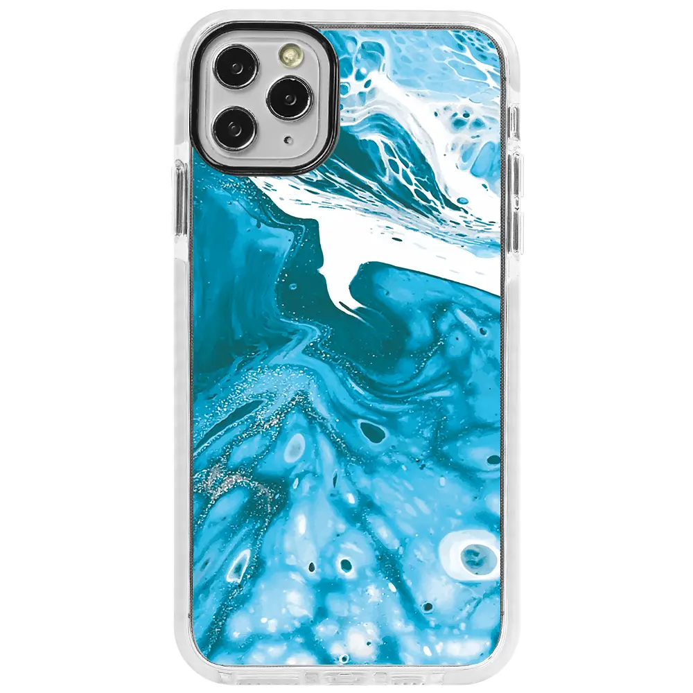 Apple iPhone 11 Pro Beyaz Impact Premium Telefon Kılıfı - Mavi Kopuk 2