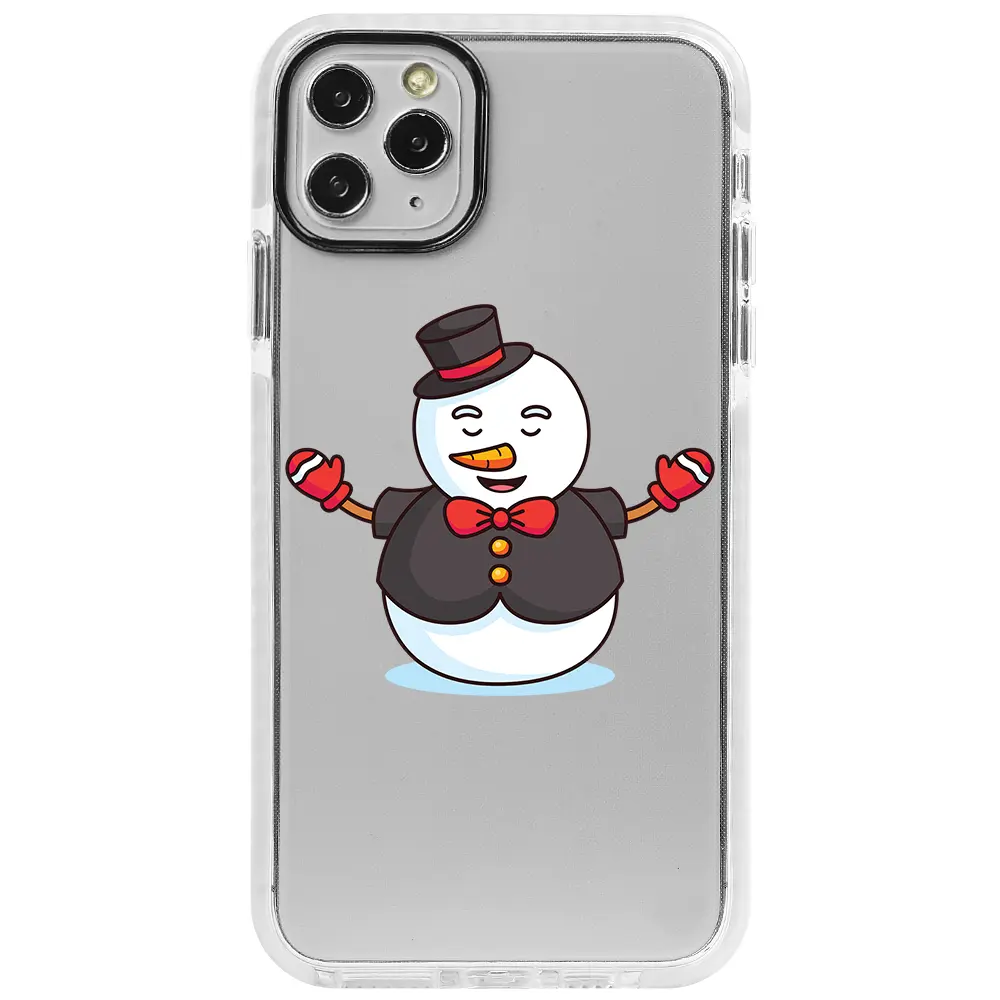 Apple iPhone 11 Pro Beyaz Impact Premium Telefon Kılıfı - Snowman in Suit