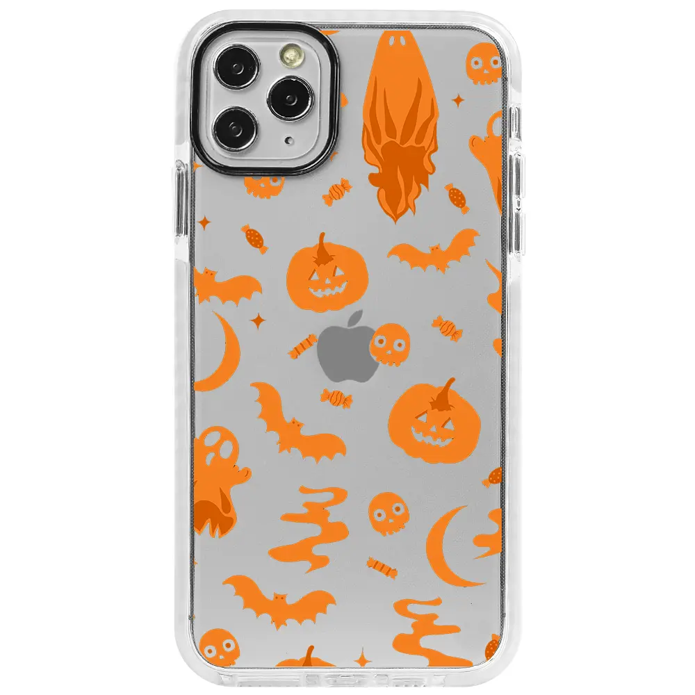 Apple iPhone 11 Pro Beyaz Impact Premium Telefon Kılıfı - Spooky Orange