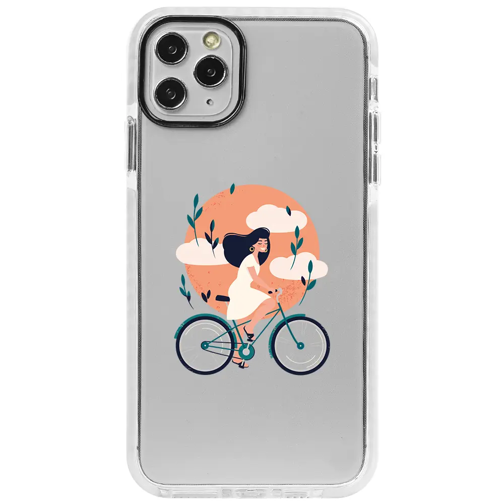 Apple iPhone 11 Pro Max Beyaz Impact Premium Telefon Kılıfı - Flying On The Bike