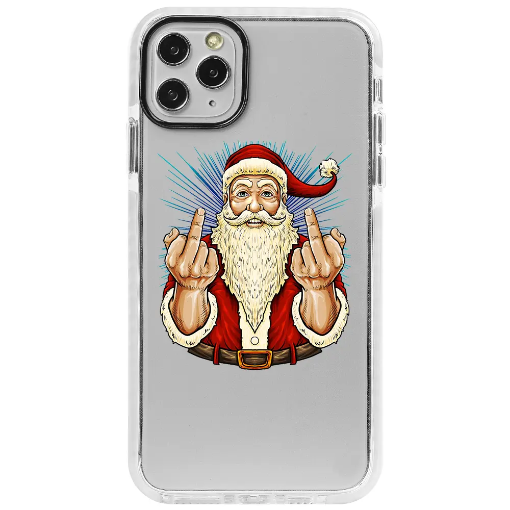 Apple iPhone 11 Pro Max Beyaz Impact Premium Telefon Kılıfı - Naughty Santa