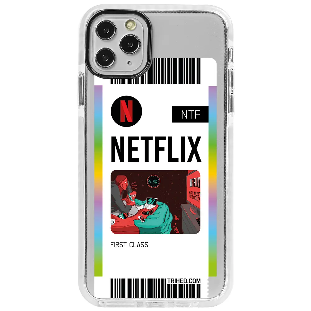 Apple iPhone 11 Pro Max Beyaz Impact Premium Telefon Kılıfı - Netflix Bileti