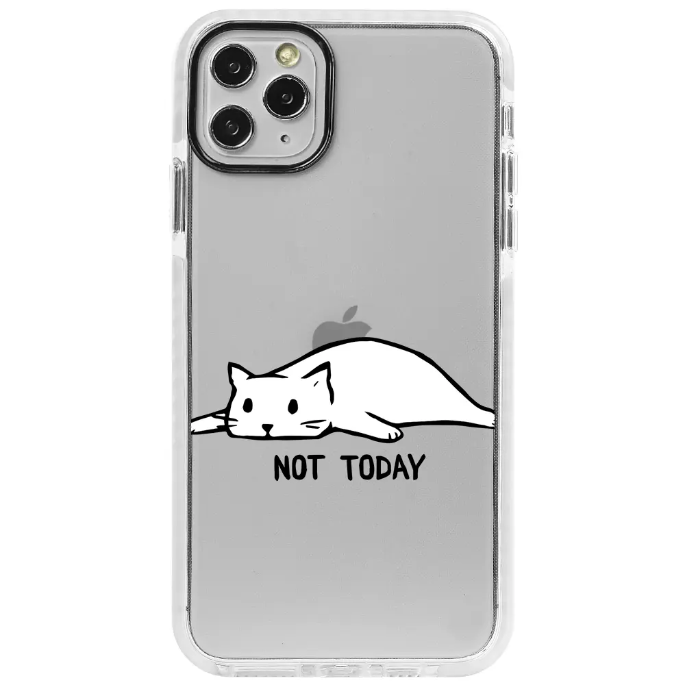 Apple iPhone 11 Pro Max Beyaz Impact Premium Telefon Kılıfı - Not Today Cat