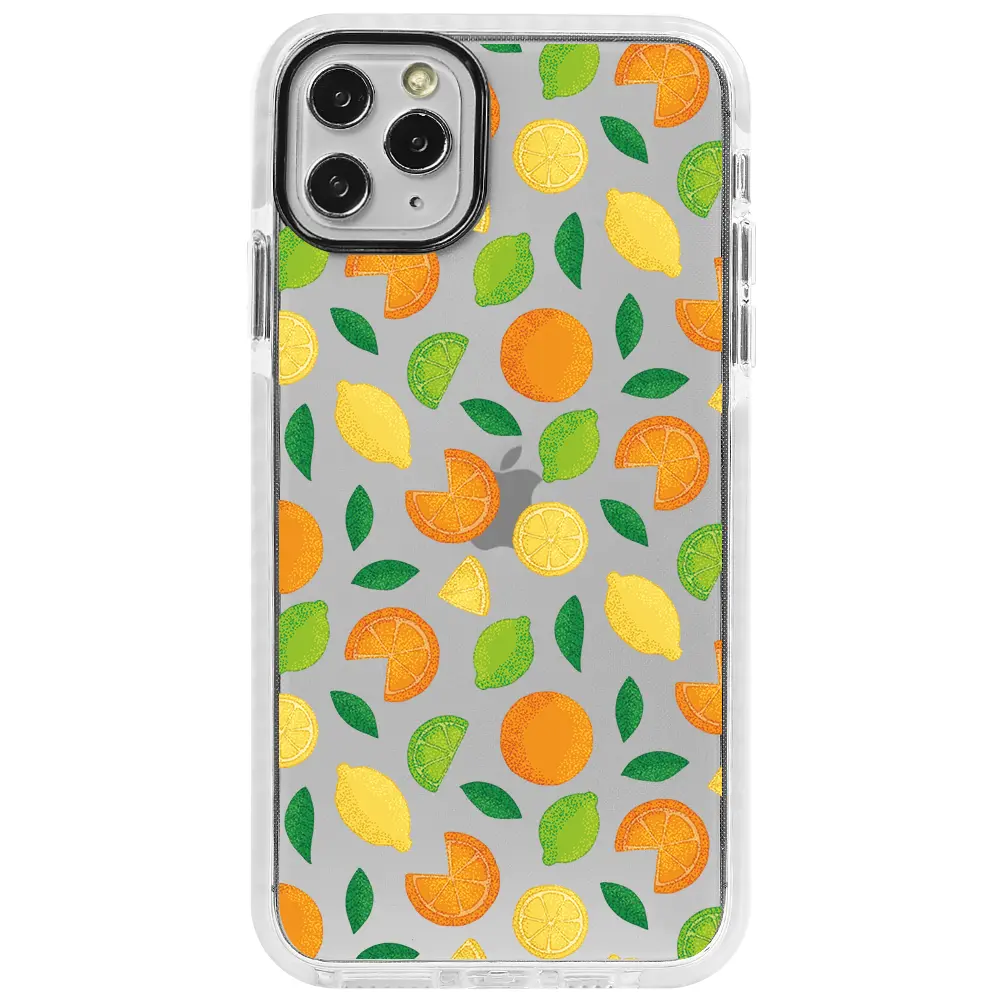 Apple iPhone 11 Pro Max Beyaz Impact Premium Telefon Kılıfı - Portakal Limon