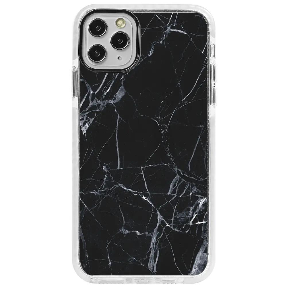 Apple iPhone 11 Pro Max Beyaz Impact Premium Telefon Kılıfı - Siyah Catlak