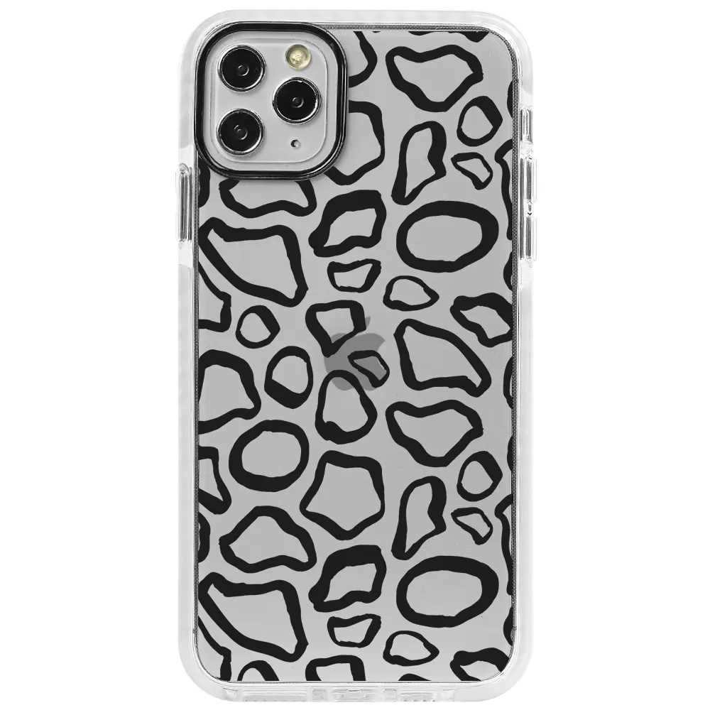 Apple iPhone 11 Pro Max Beyaz Impact Premium Telefon Kılıfı - Siyah Pattern