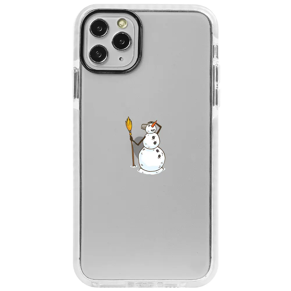 Apple iPhone 11 Pro Max Beyaz Impact Premium Telefon Kılıfı - Snowman Looking Around