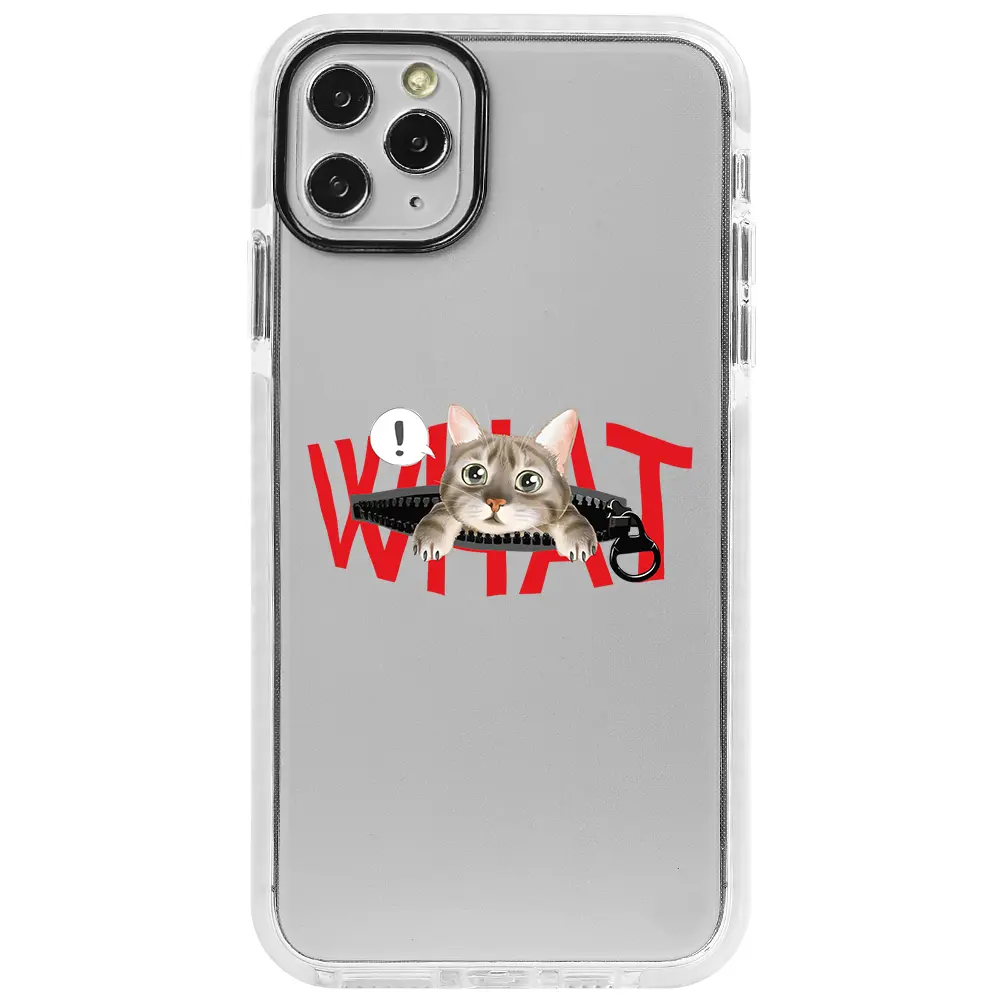 Apple iPhone 11 Pro Max Beyaz Impact Premium Telefon Kılıfı - What! Kedi