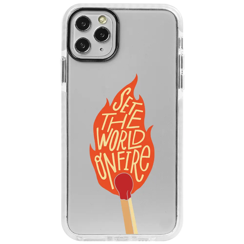 Apple iPhone 11 Pro Max Beyaz Impact Premium Telefon Kılıfı - World on Fire