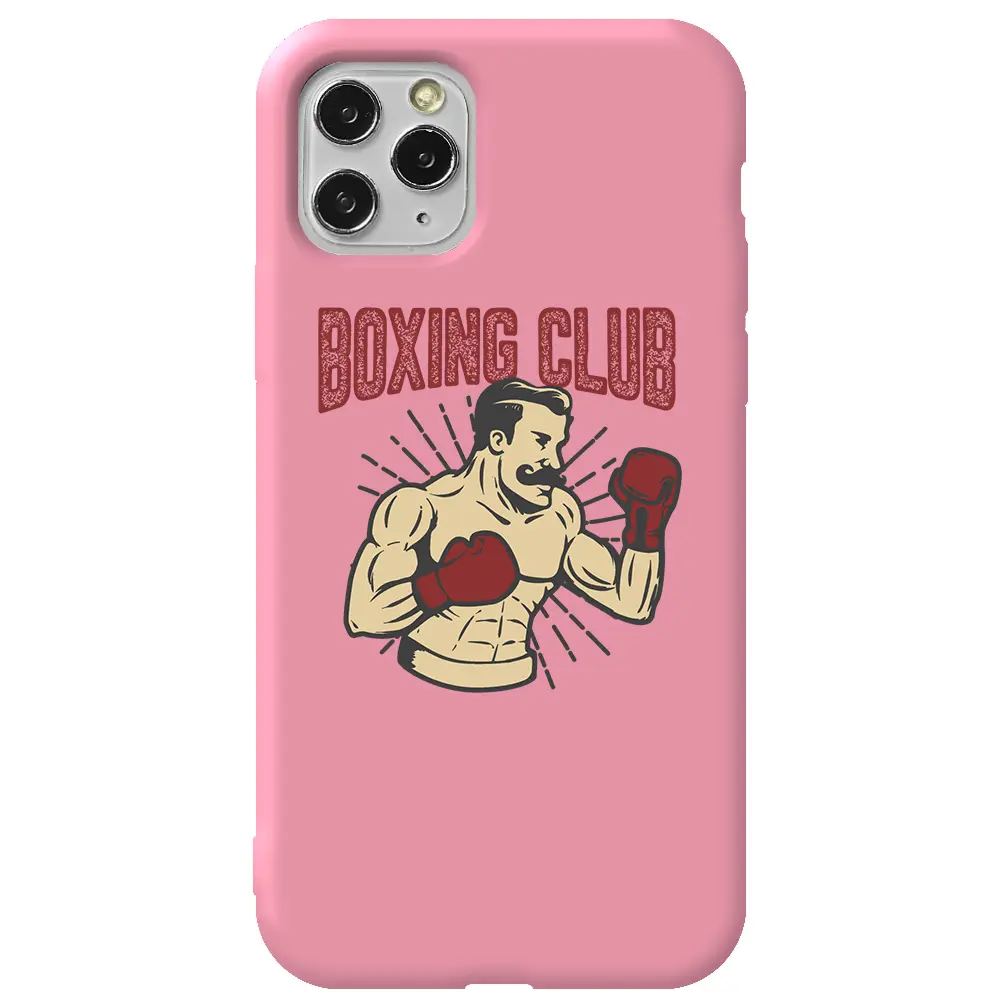 Apple iPhone 11 Pro Max Pembe Renkli Silikon Telefon Kılıfı - Boxing Club