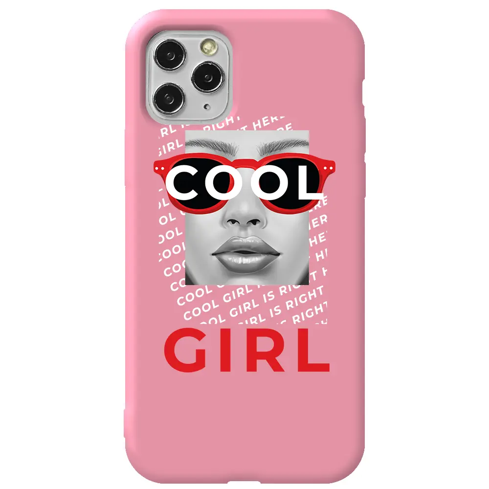 Apple iPhone 11 Pro Max Pembe Renkli Silikon Telefon Kılıfı - Cool Girl