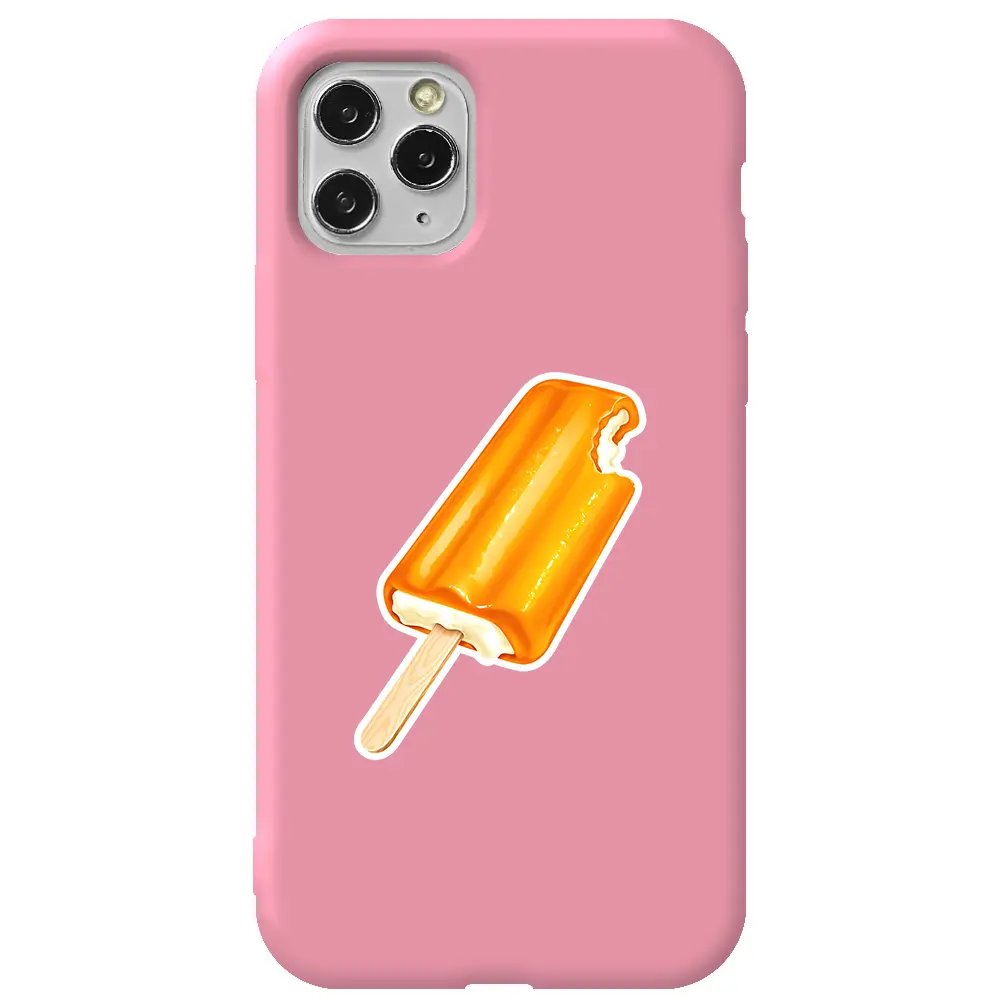 Apple iPhone 11 Pro Max Pembe Renkli Silikon Telefon Kılıfı - Dondurma