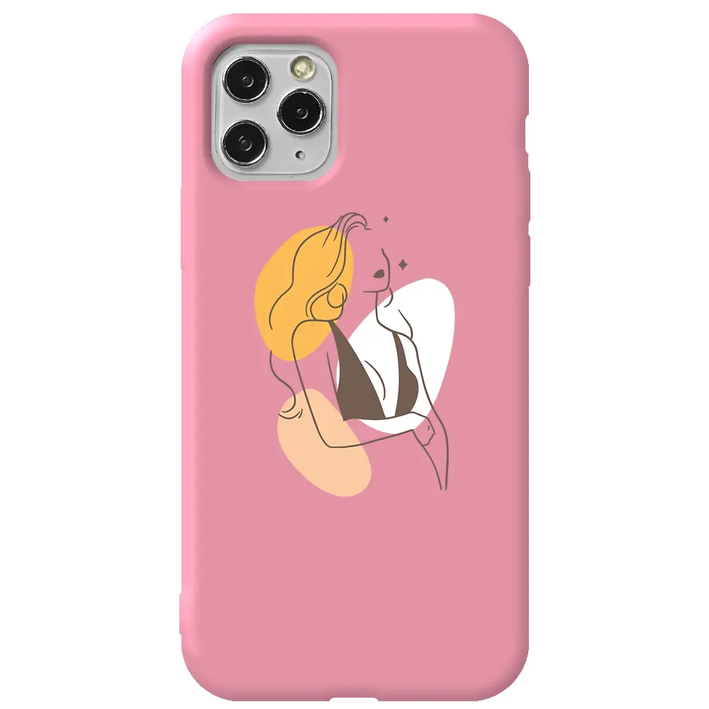 Apple iPhone 11 Pro Max Pembe Renkli Silikon Telefon Kılıfı - Dream Girl