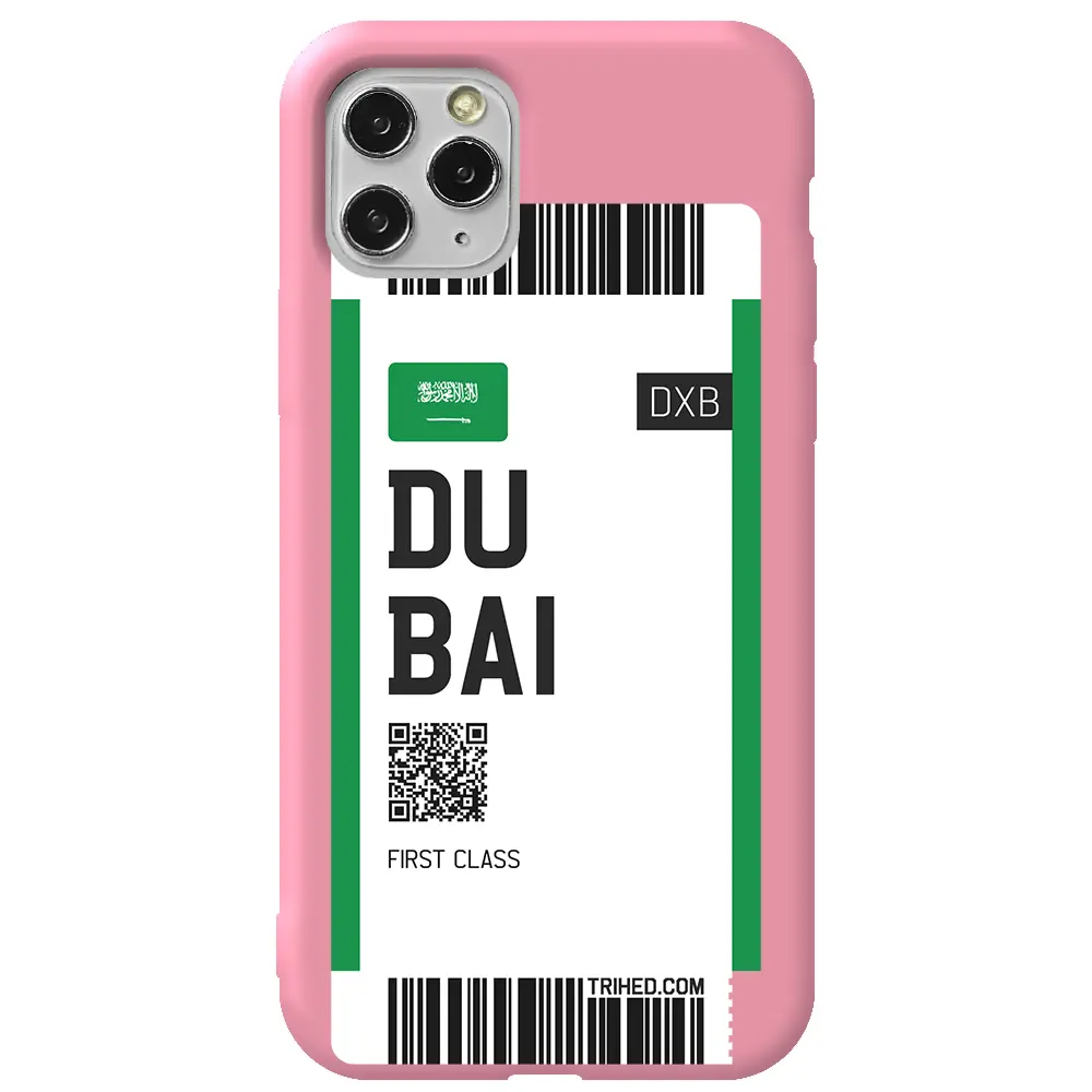 Apple iPhone 11 Pro Max Pembe Renkli Silikon Telefon Kılıfı - Dubai Bileti
