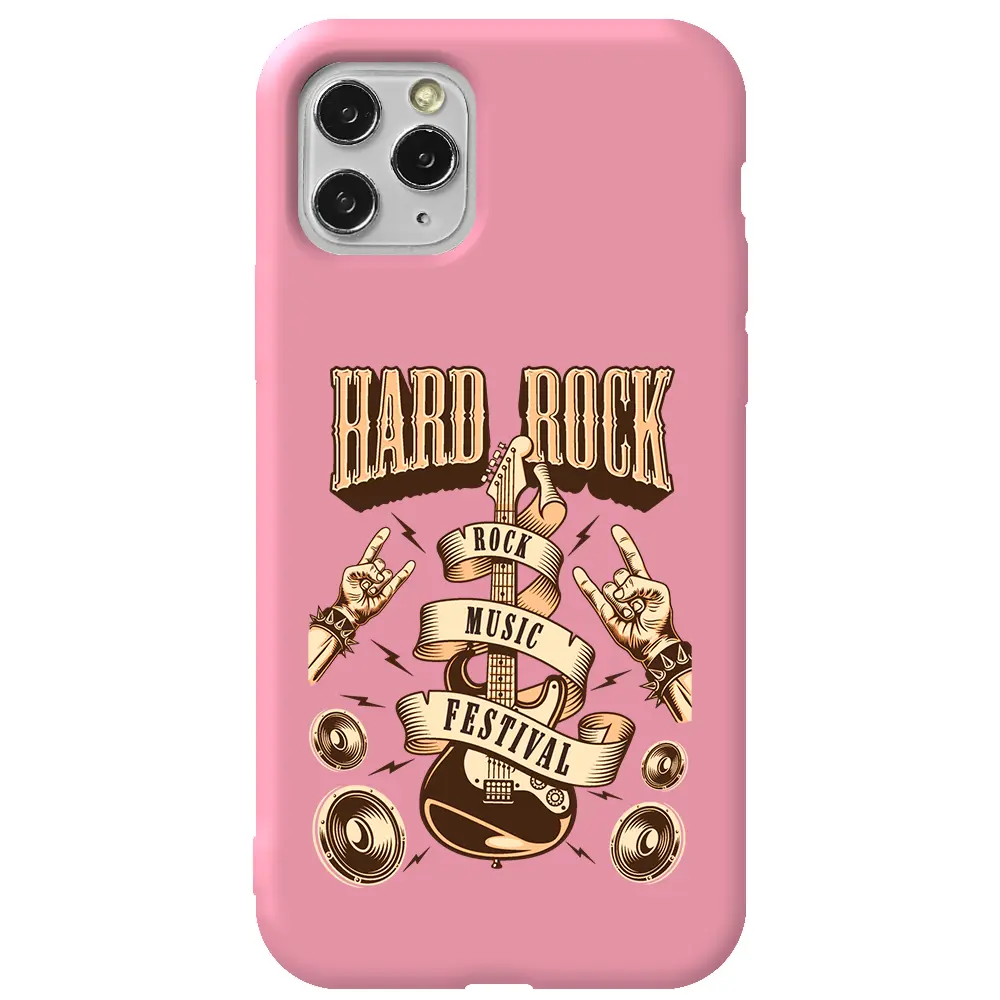 Apple iPhone 11 Pro Max Pembe Renkli Silikon Telefon Kılıfı - Hard Rock