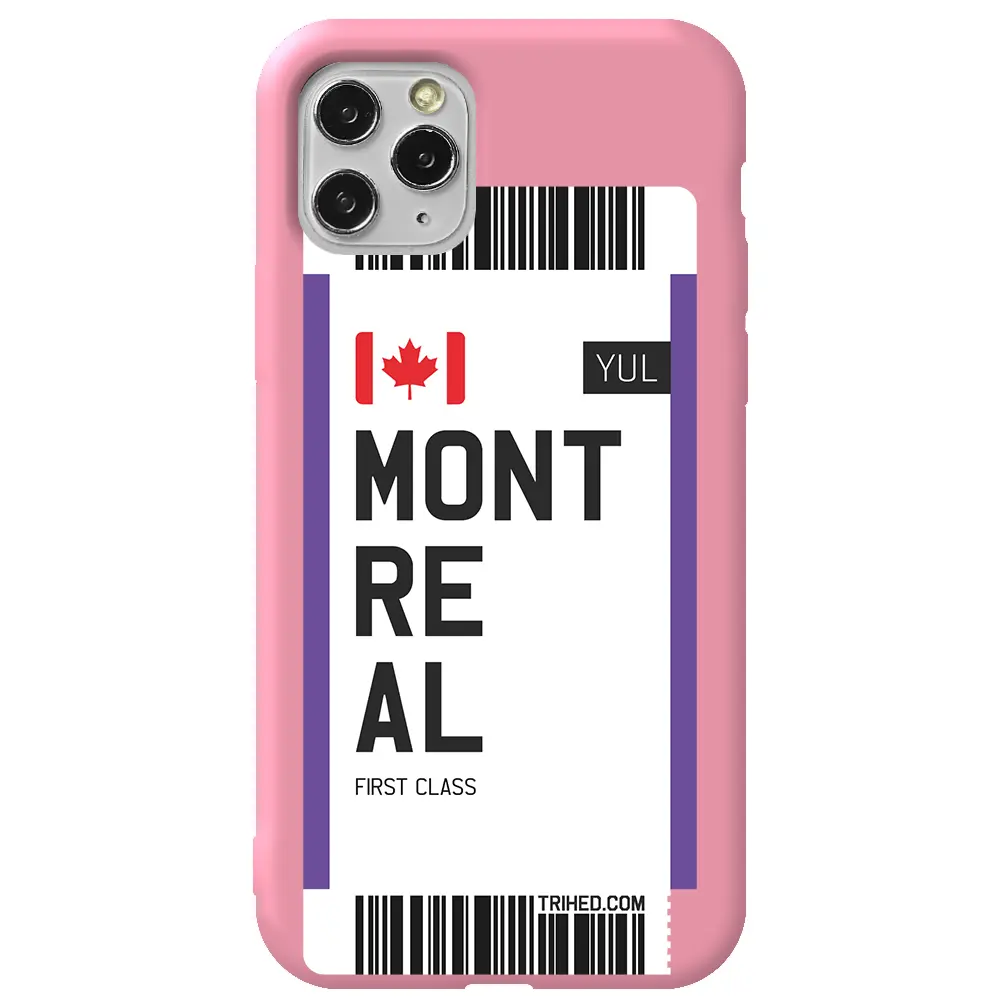 Apple iPhone 11 Pro Max Pembe Renkli Silikon Telefon Kılıfı - Montreal Bileti