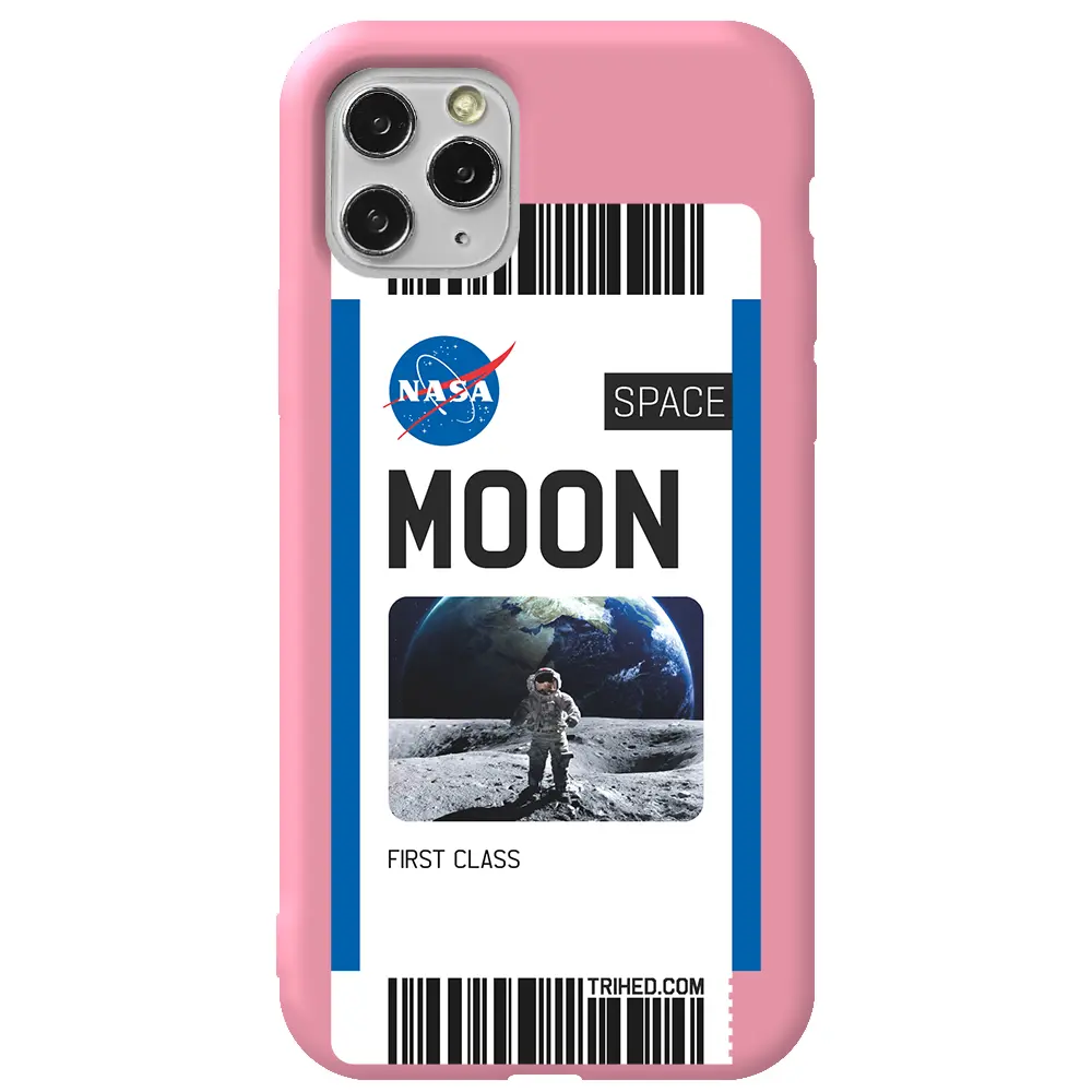 Apple iPhone 11 Pro Max Pembe Renkli Silikon Telefon Kılıfı - Moon Bileti