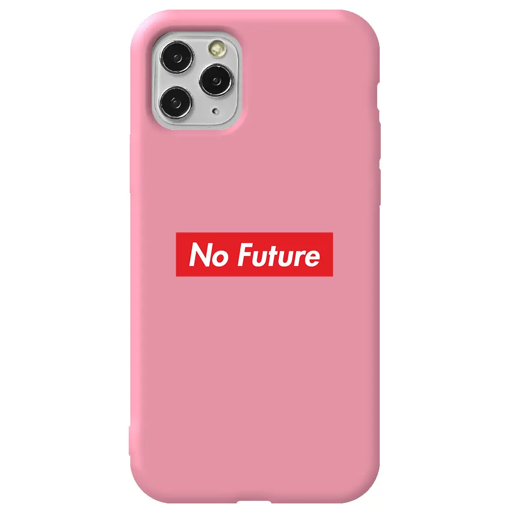 Apple iPhone 11 Pro Max Pembe Renkli Silikon Telefon Kılıfı - No Future