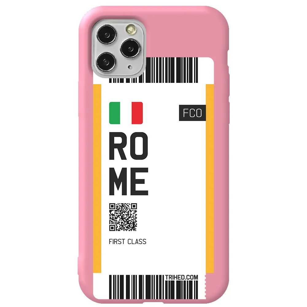 Apple iPhone 11 Pro Max Pembe Renkli Silikon Telefon Kılıfı - Rome Bileti