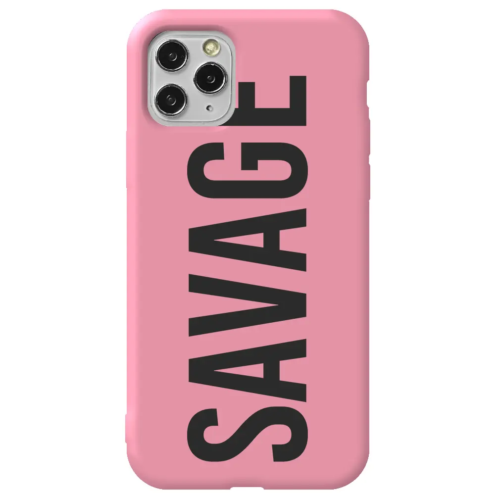 Apple iPhone 11 Pro Max Pembe Renkli Silikon Telefon Kılıfı - Savage
