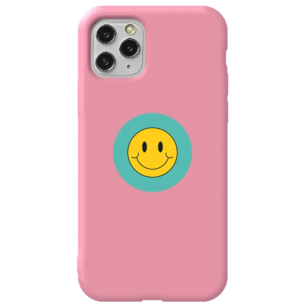 Apple iPhone 11 Pro Max Pembe Renkli Silikon Telefon Kılıfı - Smile 2