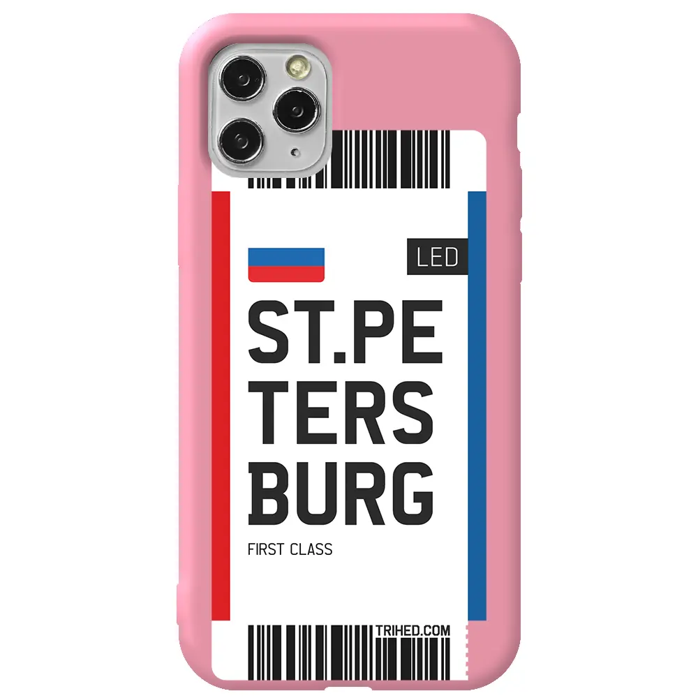 Apple iPhone 11 Pro Max Pembe Renkli Silikon Telefon Kılıfı - St. Petersburg Bileti