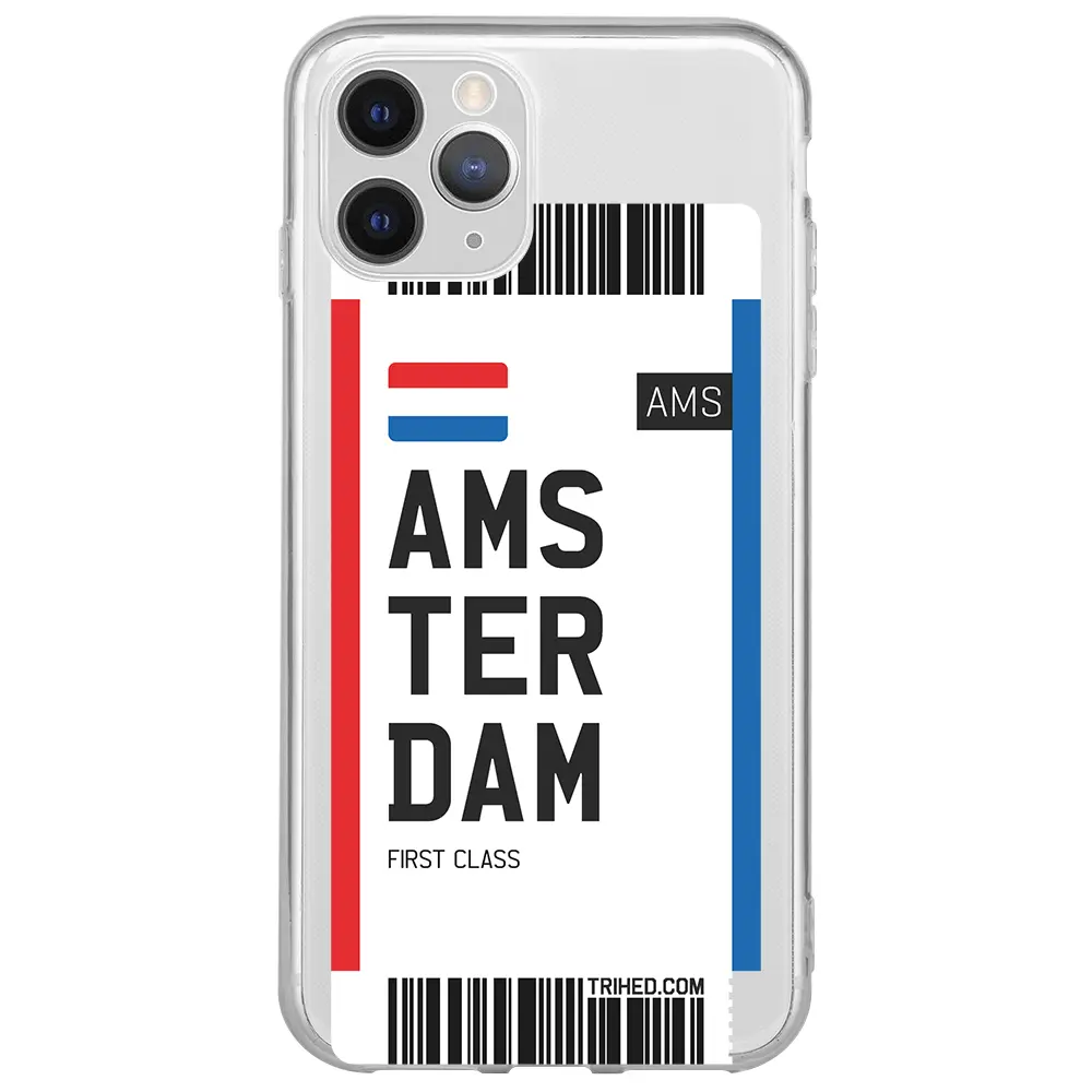 Apple iPhone 11 Pro Max Şeffaf Telefon Kılıfı - Amsterdam Bileti