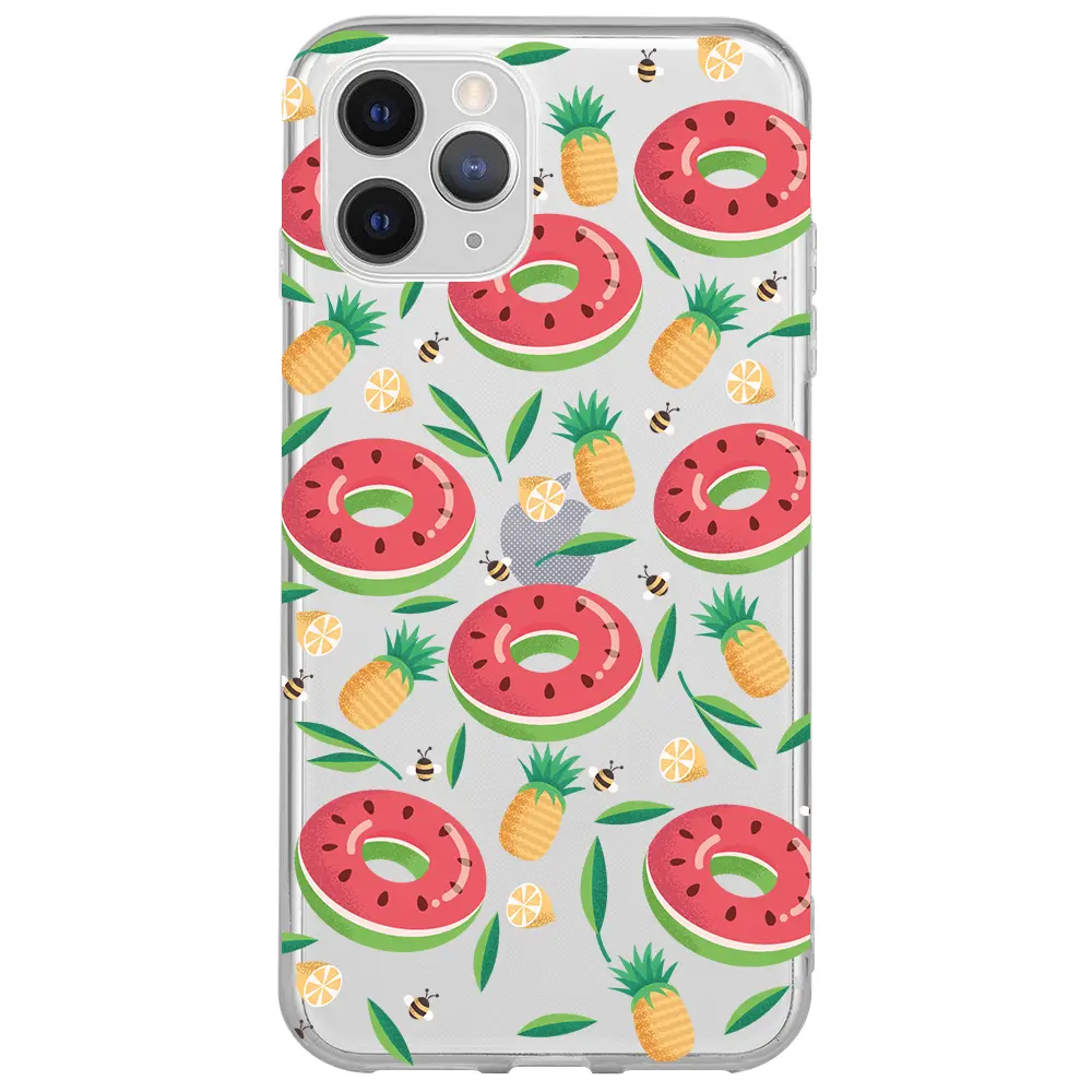 Apple iPhone 11 Pro Max Şeffaf Telefon Kılıfı - Ananas Donut