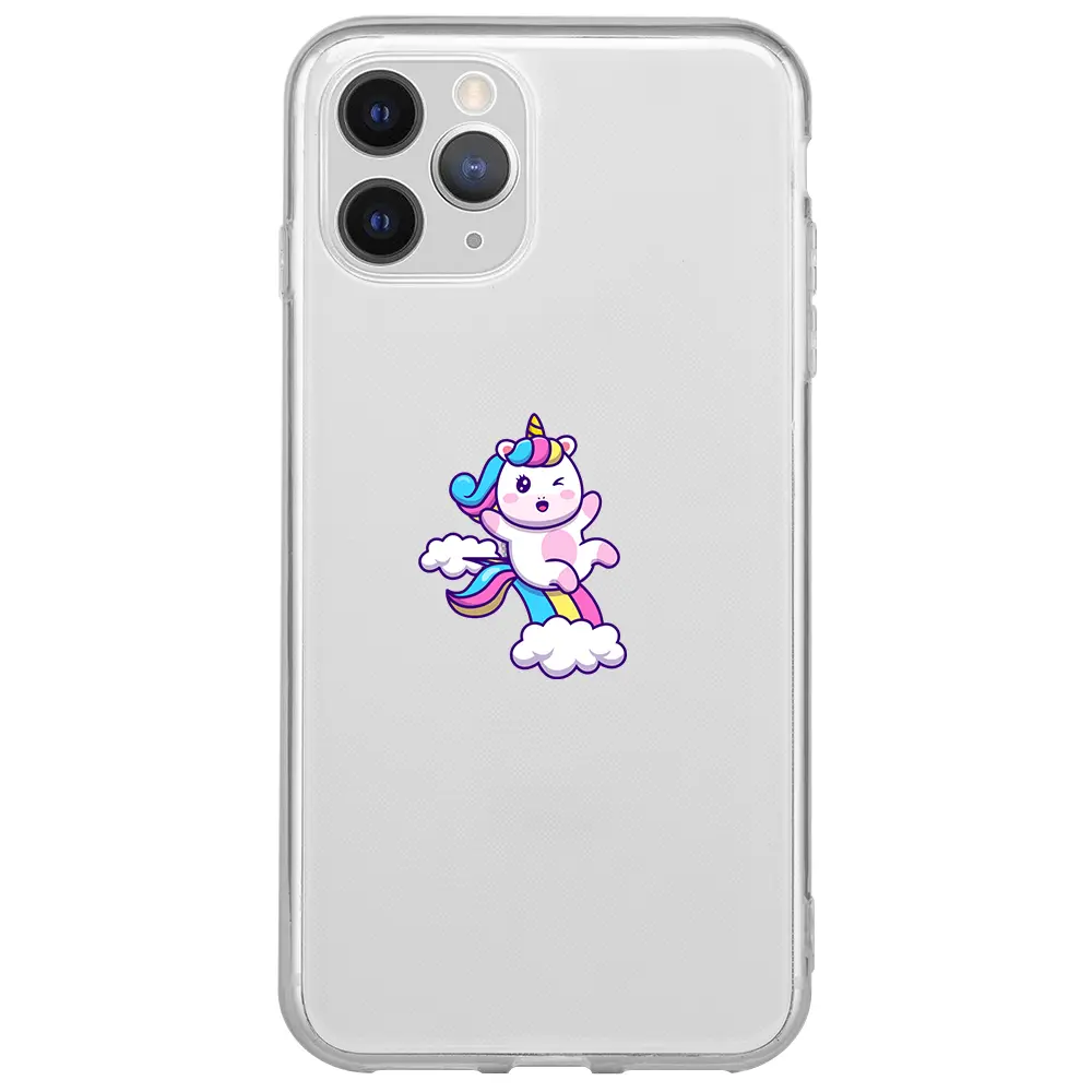 Apple iPhone 11 Pro Max Şeffaf Telefon Kılıfı - Colorful Unicorn