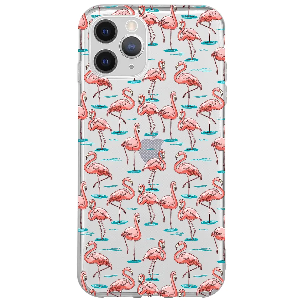 Apple iPhone 11 Pro Max Şeffaf Telefon Kılıfı - Flamingolar