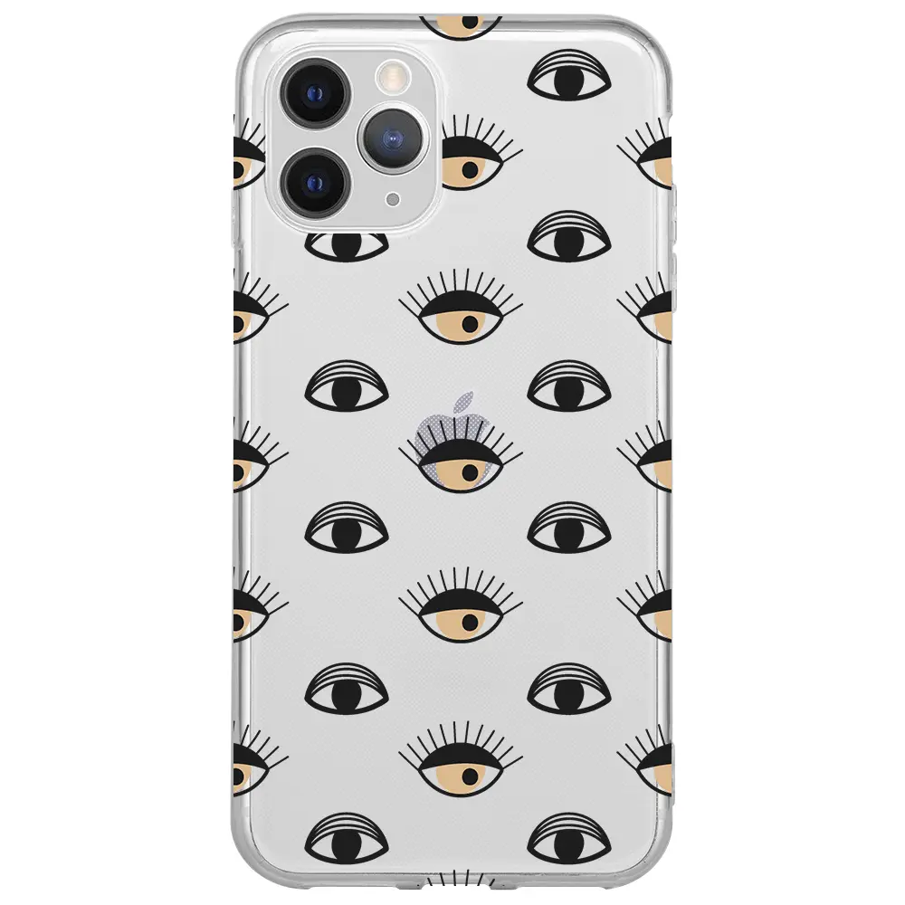Apple iPhone 11 Pro Max Şeffaf Telefon Kılıfı - Krema Göz