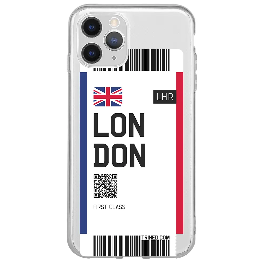 Apple iPhone 11 Pro Max Şeffaf Telefon Kılıfı - London Bileti