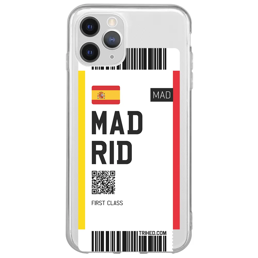 Apple iPhone 11 Pro Max Şeffaf Telefon Kılıfı - Madrid Bileti
