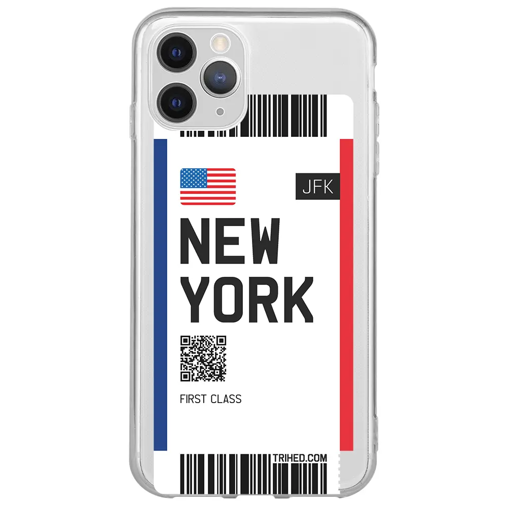 Apple iPhone 11 Pro Max Şeffaf Telefon Kılıfı - New York Bileti