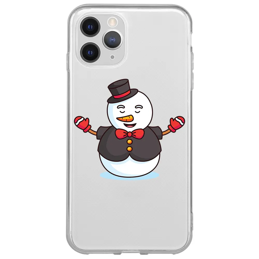 Apple iPhone 11 Pro Max Şeffaf Telefon Kılıfı - Snowman in Suit