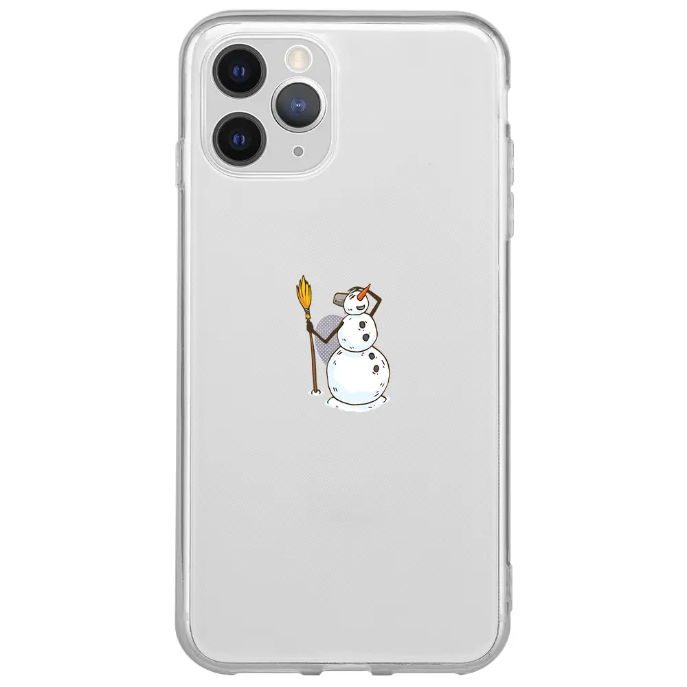 Apple iPhone 11 Pro Max Şeffaf Telefon Kılıfı - Snowman Looking Around