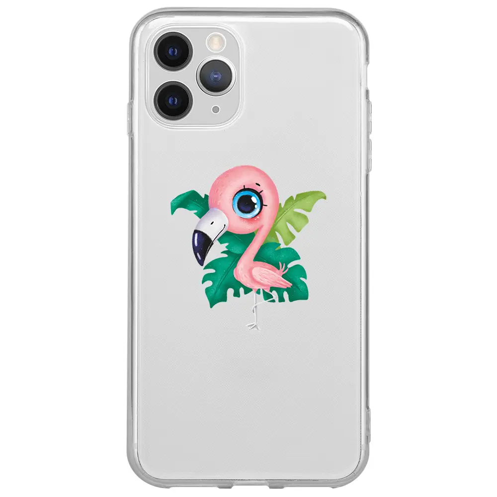 Apple iPhone 11 Pro Max Şeffaf Telefon Kılıfı - Yavru Flamingo