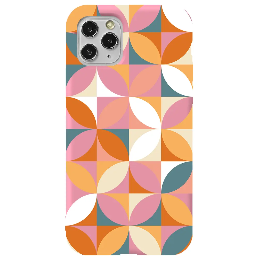 Apple iPhone 11 Pro Pembe Renkli Silikon Telefon Kılıfı - Abstract Desen 6