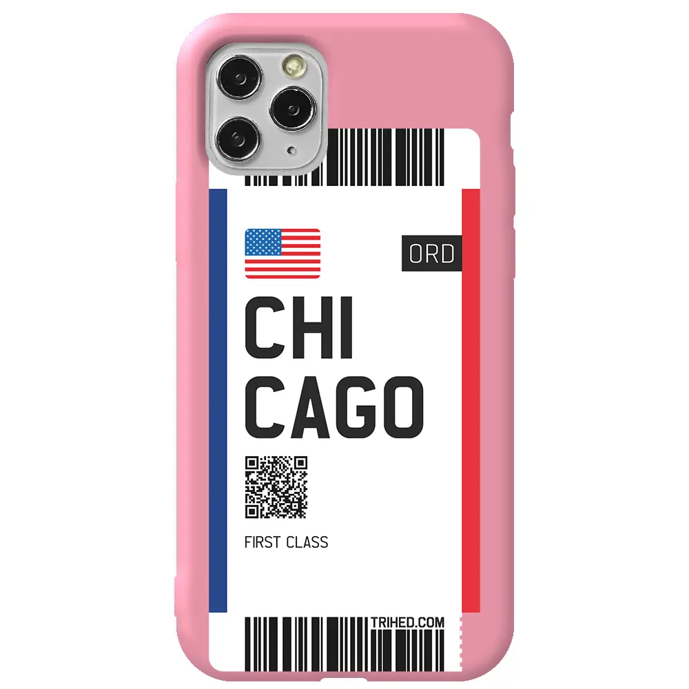 Apple iPhone 11 Pro Pembe Renkli Silikon Telefon Kılıfı - Chicago Bileti