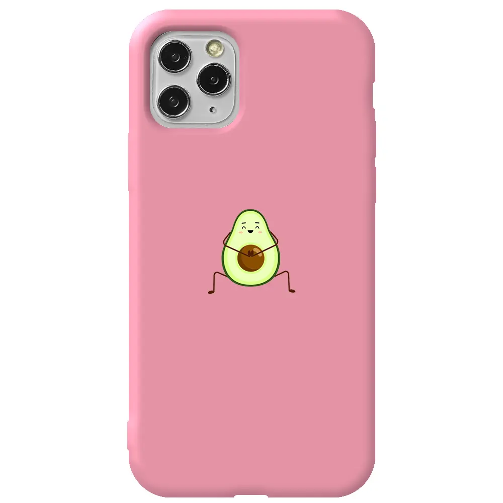Apple iPhone 11 Pro Pembe Renkli Silikon Telefon Kılıfı - Cute Avokado