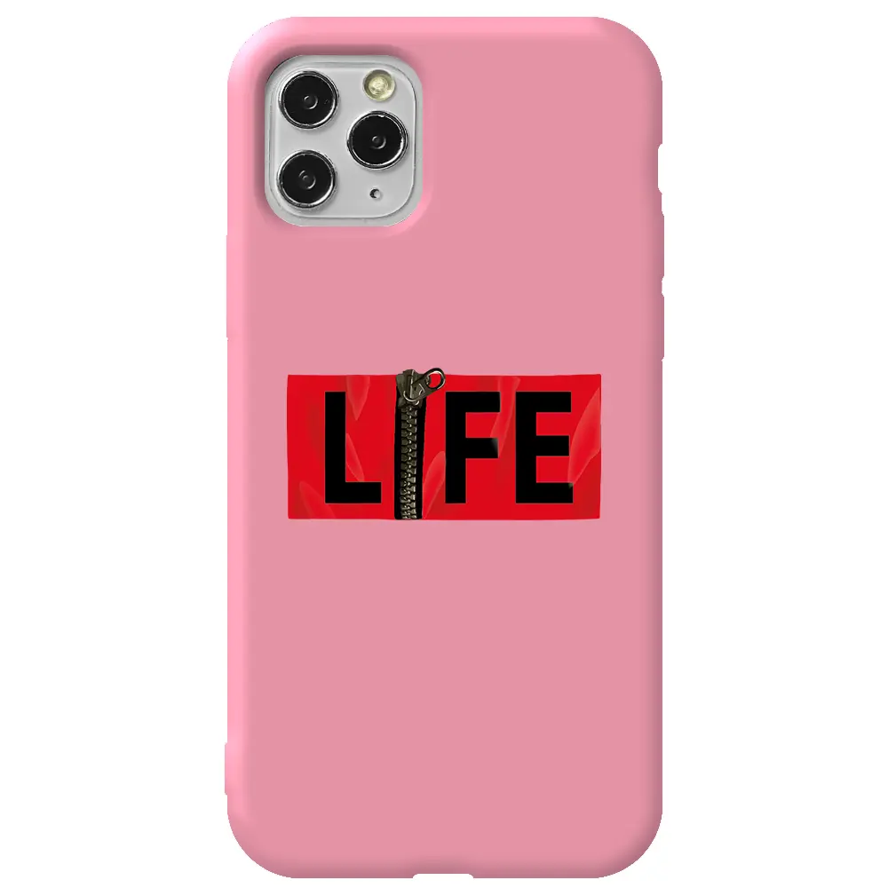 Apple iPhone 11 Pro Pembe Renkli Silikon Telefon Kılıfı - Life