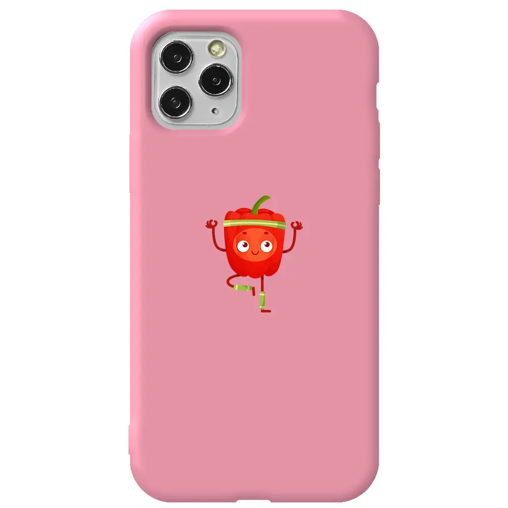 Apple iPhone 11 Pro Pembe Renkli Silikon Telefon Kılıfı - Mr. Pepper
