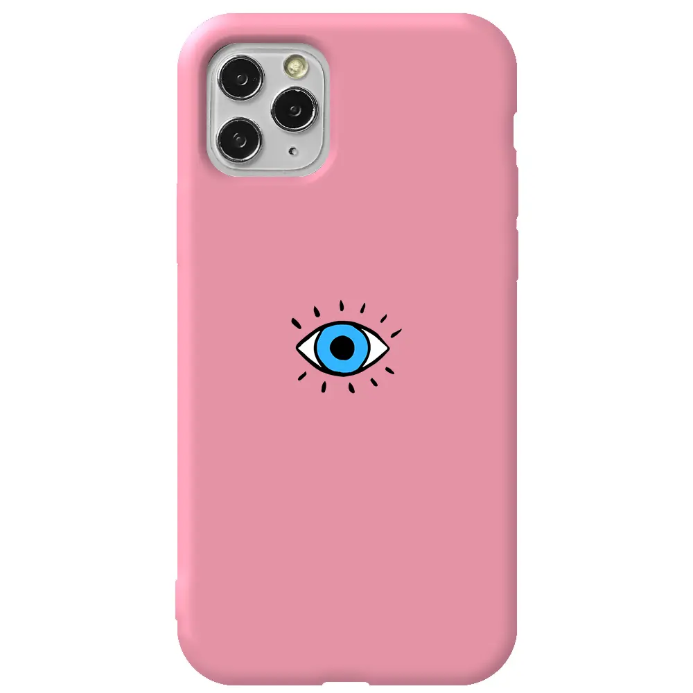 Apple iPhone 11 Pro Pembe Renkli Silikon Telefon Kılıfı - One Eye