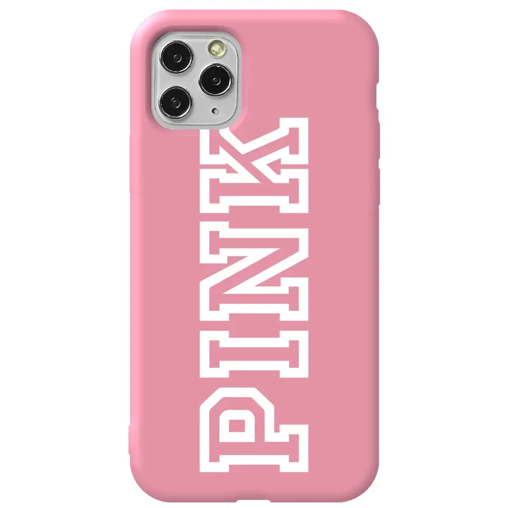 Apple iPhone 11 Pro Pembe Renkli Silikon Telefon Kılıfı - Pink Dikey